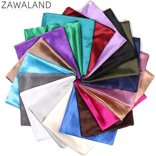 Zawaland 90x90cm Solid Color Scarves Women Elegance Decoration Scarf Satin Bandana Warm Windproof Shawl Travel Business Gifts