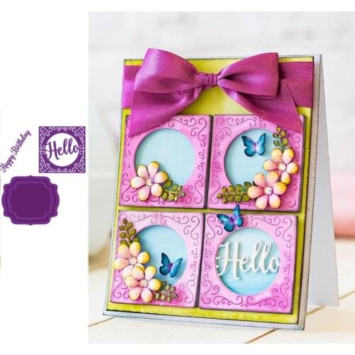 "Hello" "Happy Birthday" Seasonal Frame Metal Cutting Dies Scrapbooking Album Paper DIY Card decoration Craft Embossing Die Cuts