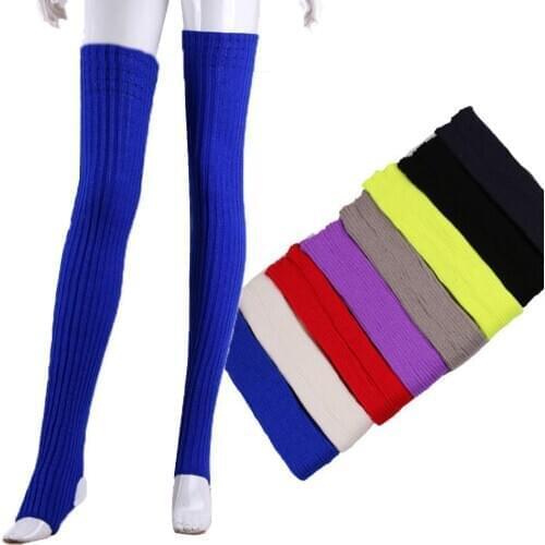 Women Elastic Stockings red black Color Warm Thigh High Knitted Long Over Knee Stockings winter Womens Long Over Knee Stockings