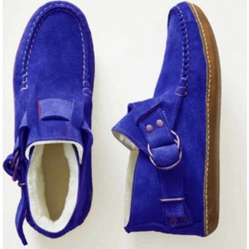 Women Flats Ladies Shoes Plush Warm Buckle Flock Casual Fashion Shoe Sewing Female Plus Size New Woman Footwear Winter 002