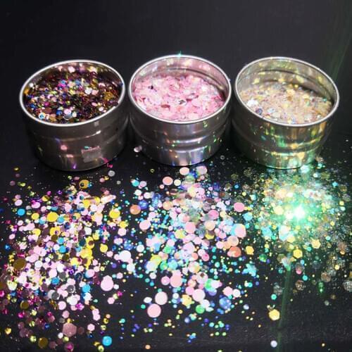 1Pot 3 Colors Japanese Dandruff Iridescent Shift Glitter Mix Flakes For Acrylic & Gel Nail Art Loose Glitter Shiny Sequins Tr#17