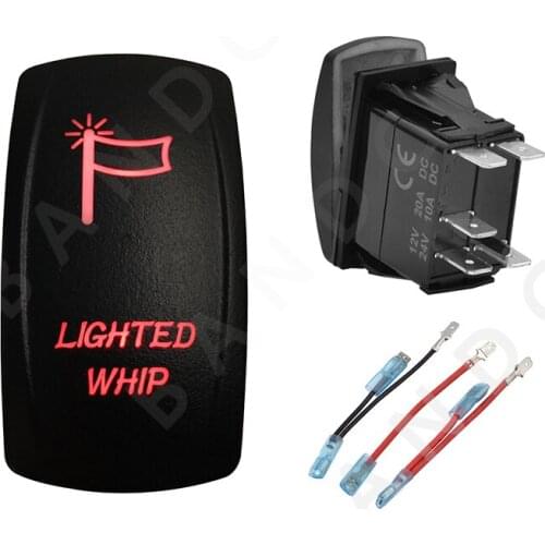 Jumper Wires Set，LIGHTED WHIP 12V 24V Car Boat Caravan Rocker Switches Waterproof Car Buttons Dual Red LED Lights Interior Parts