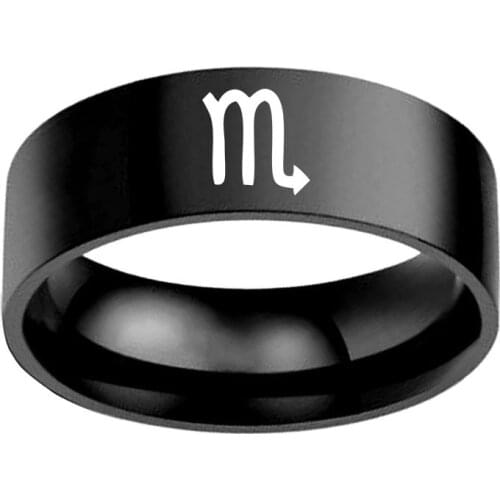 12 Zodiac Ring Aries Taurus Gemini Cancer Virgo Libra Scorpius Sagittarius Capricornus Wedding Stainless Steel Rings Jewelry