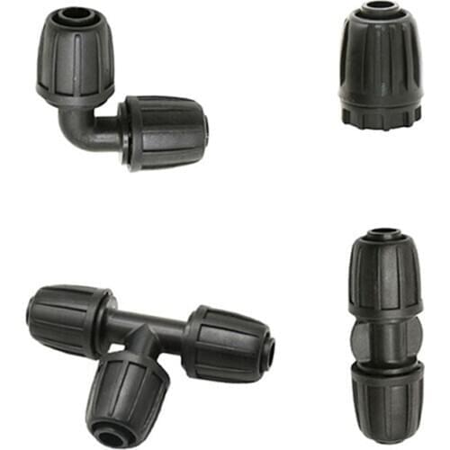 16mm PE Pipe tee Elbow end plug Connectors water splitter Lock Nuts 1/2 inch garden tap hose repair quick connector 2pcs