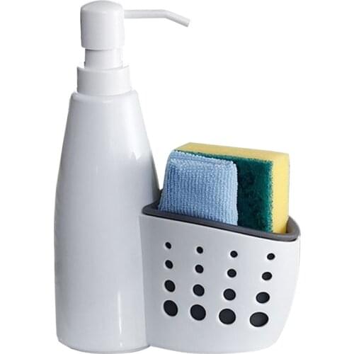 2-In-1 Soap Dispenser Kitchen Sponge Holder Multi-function Liquid Detergent Container Box with Soap Holder