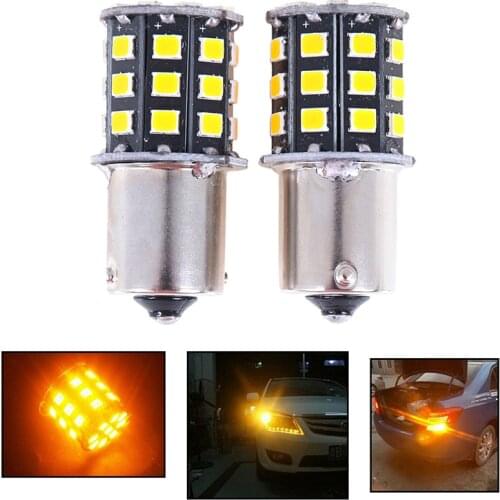 2pcs BAU15S 7507 PY21W 1156PY High Power Amber Yellow 33 SMD 2835 LED Bulb For Front Turn Signal Lights Direction Indicator Lamp