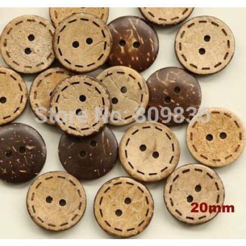 50pcs/lot Coconut Shell 2 Holes natural Sewing Buttons for garment Scrapbooking wooden button wood (SS-707)