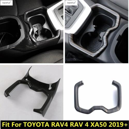 Lapetus Carbon Fiber Look Accessories For TOYOTA RAV4 RAV 4 XA50 2019 2020 2021 ABS Front Seat Water Cup Holder Cover Kit Trim