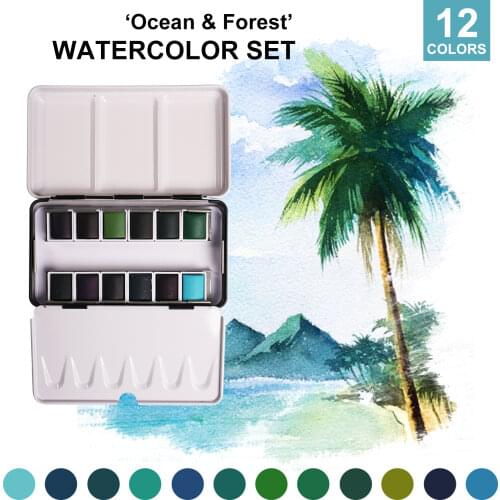 SeamiArt Watercolor Paint Solid Transparent Acuarelas Travel Hand Account Water Color Painting Illustration Art Supplies