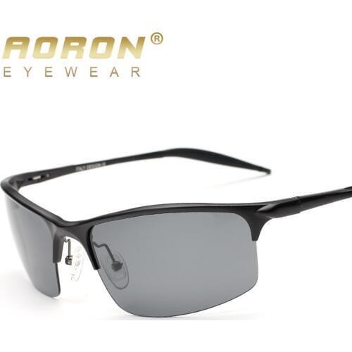 AORON Mens Al-Mg Aluminium Polarized Sunglasses Frame Mirror Driving Goggles Sun Glasses Eyewear Oculos de sol