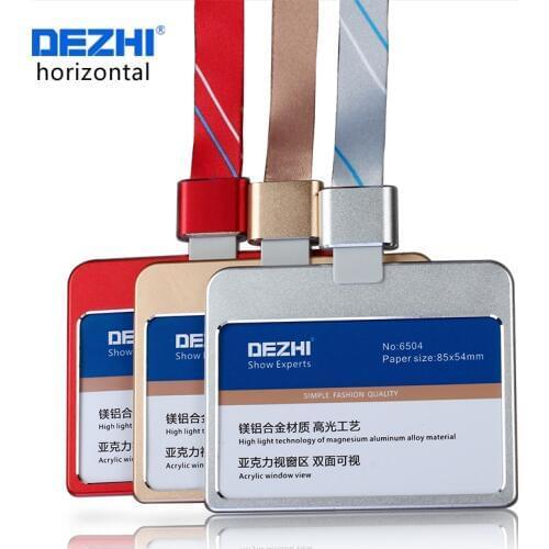 DEZHI Horizontal Style Bank Credit Card Badge Holder Metal Material Bus ID Card Holders With Lanyard Colorful and Fashion, OEM