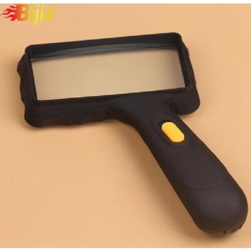 Bijia Square Mirror Hand-held Glass Lens Reading Magnifier with LED Lighting MG84026A