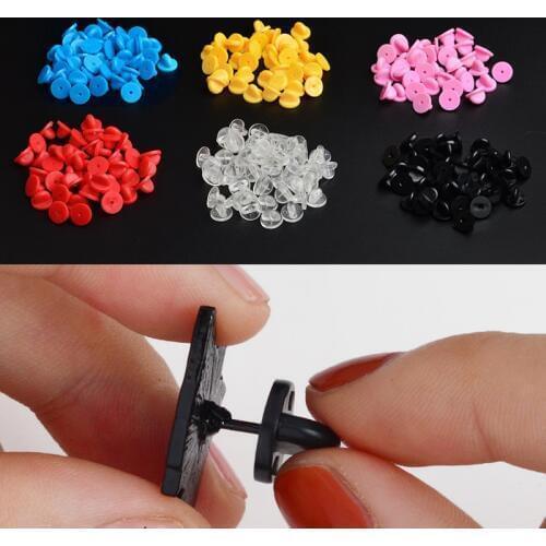 30 pieces/pack Safety Brooch Lock Metal Rubber Colorful Pins Back Button Buckle Clasps for pin Brooch base Jewelry Accessories