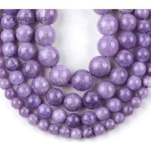 High Quality Natural Lilac Stone Purple Stone Round Beads For Jewelry Making 6/8/10/12mm Spacer Loose Beads Diy Bracelet 15"