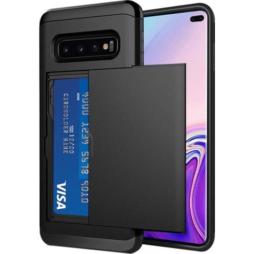 Card Slots Holder Cover For Samsung Galaxy S10 5G Case Note10 Armor Slide Card Case For Samsung S10 Plus Note 10 Plus S10 Coque