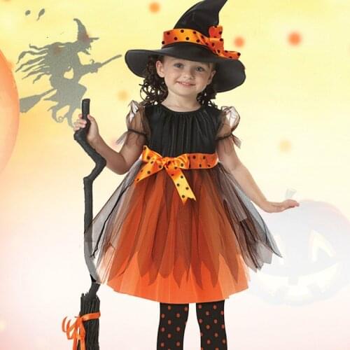 Children Witch Cosplay Costumes Halloween Magic Girls Garment Kids Party Anime Performance Dance Dress Childrens Clothing Set