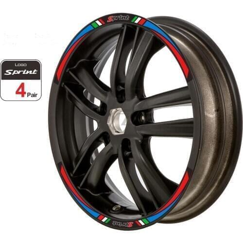 For Piaggio Vespa GTS Sprint Primavera 50 150 150S 300 300ie Rim Decals Scooter 12" Wheel Reflective Sticker Set