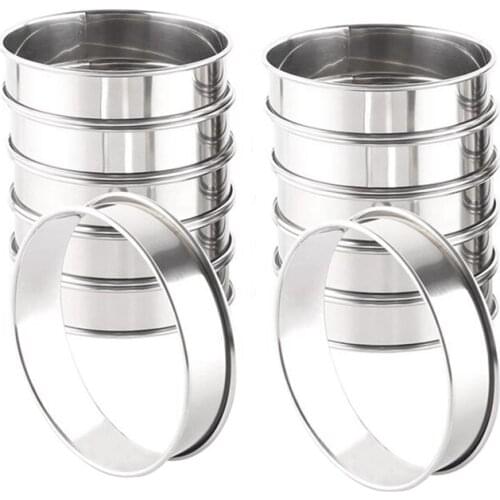 Stainless Steel Double Rolled Tart Rings,Rolled Rings Muffin Rings English Tart Ring Pie Circle Tarlet Ring,12 Pcs(S+L)