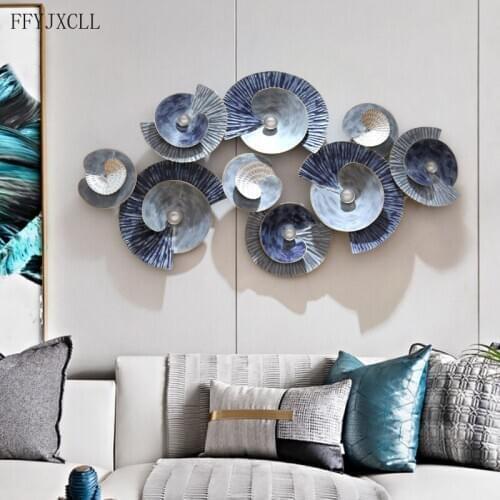 European Three-dimensional Creative Gradient Blue Wrought Iron Wall Decoration Background Wall Decorative Pendant