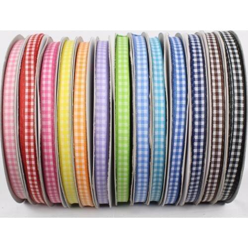 GZ6mm 50yard/lot Lattice Muslin Ribbons Printed Organza Wedding Accessories DIY handmade materials Gift