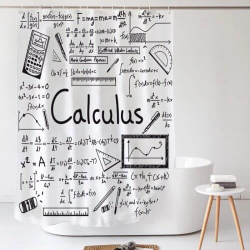 Calculus Shower Curtain Nordic Mathematical Formula Hanging Water Resistance Mold Resistant Fabric for Bath Home Bathroom Decor