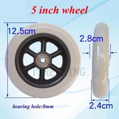 4 Inch or 5 inch Solid Wheel Tire Small Wheelchair Front Wheel tyre Childrens Trolley Wheel, Universal Wheel 2 PCS