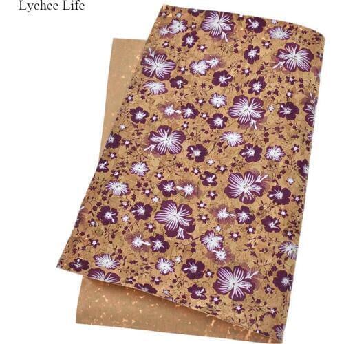 Lychee Life Vintage Flower Pattern Soft A4 Cork Fabric DIY Handmake Sewing Garment Clothes Decoration