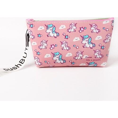 Fashion Unicorn Cosmetic Bag Girls Creative Travel Portable Waterproof Wash Makeup Bags Student PU Pen Pencil Case Clutch Pouch