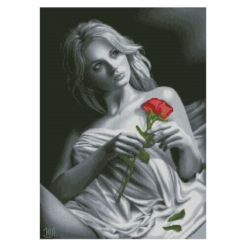 Girl with a Rose Sewing Kit Top Quality Embroidery Needlework 14CT Unprinted Art Cross Stitch Kits DIY Handmade Decor