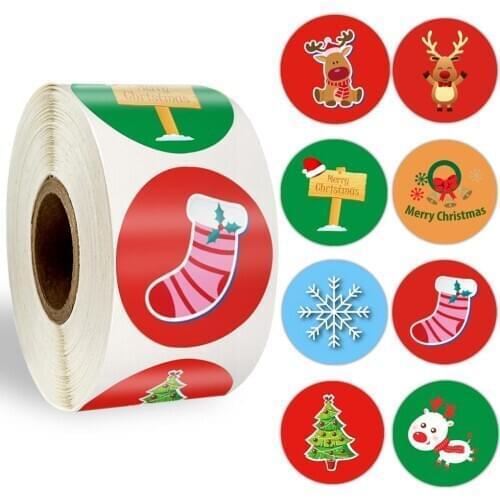 500pcs Christmas Sticker cartoon Christmas Tree Design Paper Label Baking Gift Sticker Merry Christmas Stationery Stickers