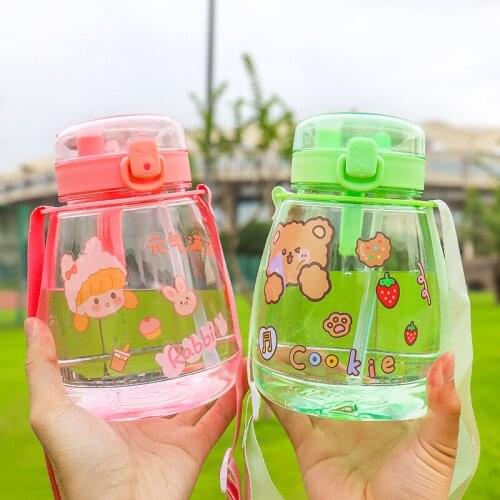 Anti-Fall High Capacity Straw Plastic Cup Paille Portable Sports Rietjes Big Belly Cup Schoolgirl Rietjes Plastic Straw Cup