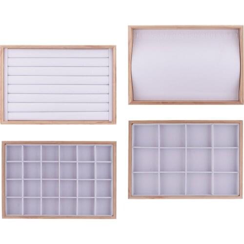 Natural Unpainted Wooden Jewelry Trays Storage Showcase Home Organizer