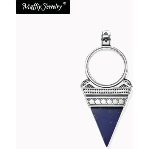 Pendant Amulet Triangle Blue Lazuli 925 Sterling Silver Fit Necklace 2021 Brand New Vintage Jewelry Accessories For Women Men