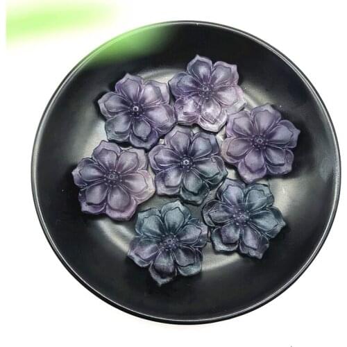 1PC Natural Fluorite Bauhinia Shaped Crystal Flower Stones Hand Carved Crystal Healing Decor Natural Stones and Minerals