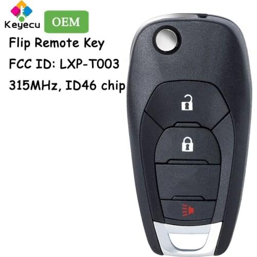 KEYECU FCC ID: LXP-T003 OEM Flip Remote Car Key - 3 Buttons 315MHz ID46 Chip - FOB for Chevrolet Trax Sonic Spark 2019 2020 2021