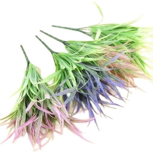 35cm Multicolor Artificial Grass Bundle Plastic Tropical Realistic False Plant Indoor Purple Potted Home Hotel Office Shop Decor