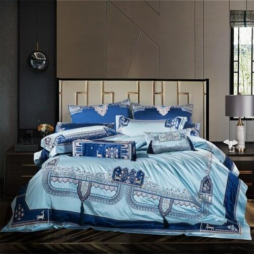 2021 Luxury 800TC Silk Cotton Deer Bedding Set Embroidery Quilt Cover Flat Sheet Bedspread Pillowcases Queen King Size 4-11Pcs
