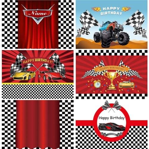 Sports Photo Background Truck Flag Race Car Match Cup Baby Birthday Party Backdrop Photophone Vinyl Photocall Decor