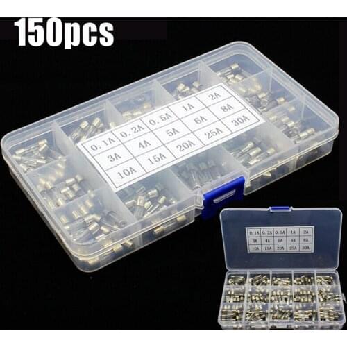 5x20mm Glass Tube Fuses Assorted Kit 0.1A-30A 250V With Plastic Box Tool
