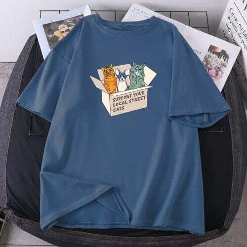 Oversize Female Clothing Hip Hop Summer Tops Funny Cats Woman T-shirts Short Sleeve Casual Round Neck Tees High Quality Tshirt