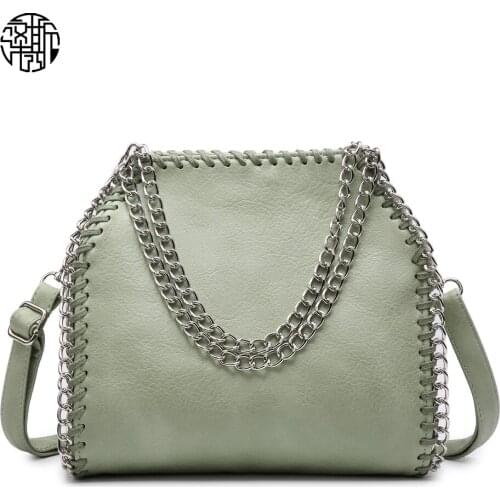 Zenos INS Fashion Faux Leather Shoulder Bag For Women Ladies PU Leather Top Handle Satchel Crossbody Bag With Chain