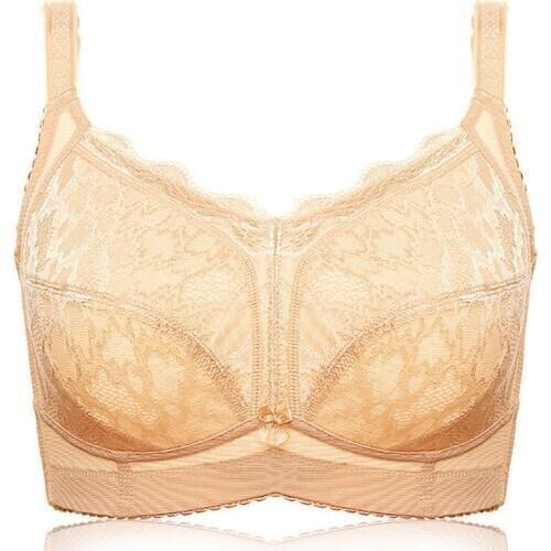 Women Full Coverage Wire Free Non-Foam Plus Size Floral Lace Bra 32 34 36 38 40 42 44 46 48 C D E F G H I J K