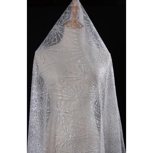 1Y/lot fireworks silver mesh glitter fabric DIY craft wedding dress decoration