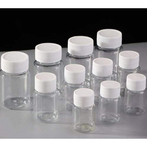 10 Pcs Plastic PET Clear Empty Seal Bottles Solid Powder Medicine Pill Containers Reagent Packing Bottle 15ml/20ml/30ml/60ml