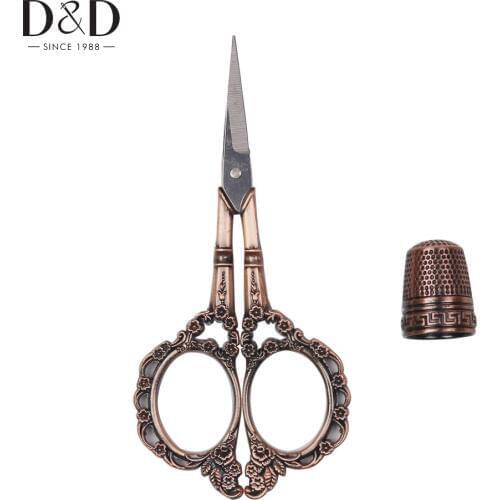 2Pcs/set European Vintage Sewing Kits Embroidery Tailors Scissors / Sewing Thimble Thread Cutter Stitch Sewing Needlework Tools