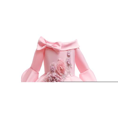 2021 Flower Girl Fancy Dresses Elegant Princess Dress with Bow Party Wedding Halloween Christmas Ball Gown Clothing for Girls
