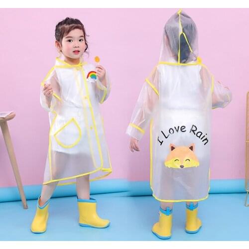 2021 fashion childrens cute long transparent hiking raincoat waterproof animal model mountaineering poncho student raincoat