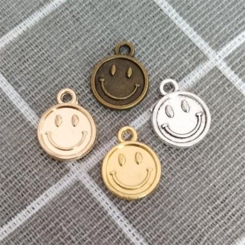 25Pcs 14x17mm Metal Vintage Smiley Charms Smile Face Pendants Accessories For Making Earrings Necklace Bracelet DIY Jewelry New
