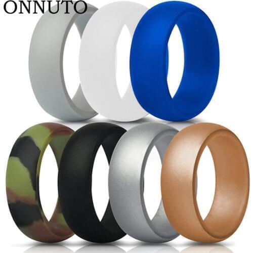 7 Colors Silicone Finger Ring Size 7-13 Flexible Hypoallergenic Engagement Band Rubber Wedding Engagement Ring