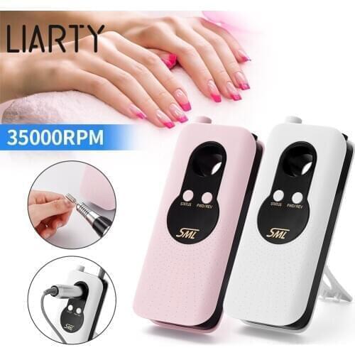 Liarty Rechargable 35000RPM Portable Nail Drill Machine with Stand Shelf Nail Polisher For Manicure Pedicure Gel Nail Drill pen
